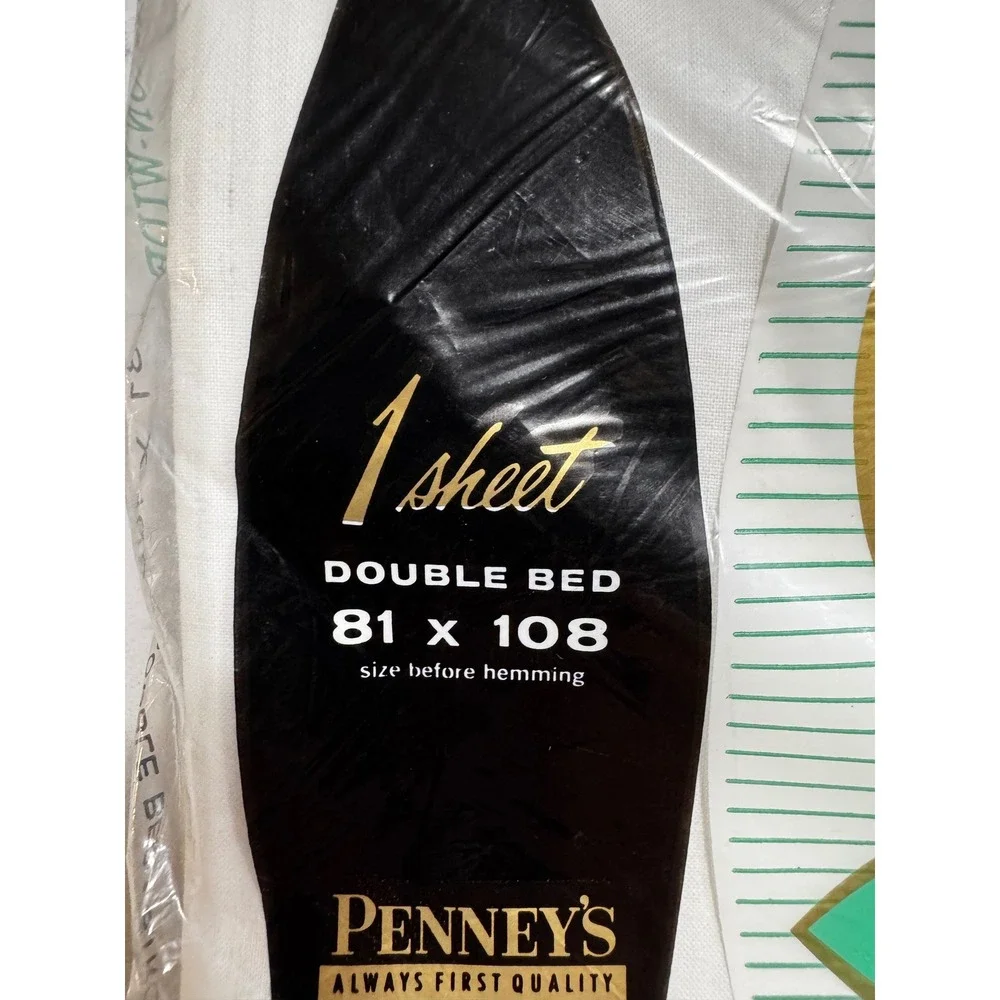 Vtg Penney's Nation-Wide Strong Muslin White Double Flat Sheet 100% Cotton NOS